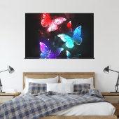 Drie golvende Butterflies op nachtachtergrond Canvas Afdruk (Insitu (Slaapkamer))
