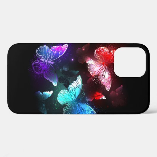 Drie golvende Butterflies op nachtachtergrond Case-Mate iPhone Case (Achterkant (horizontaal))