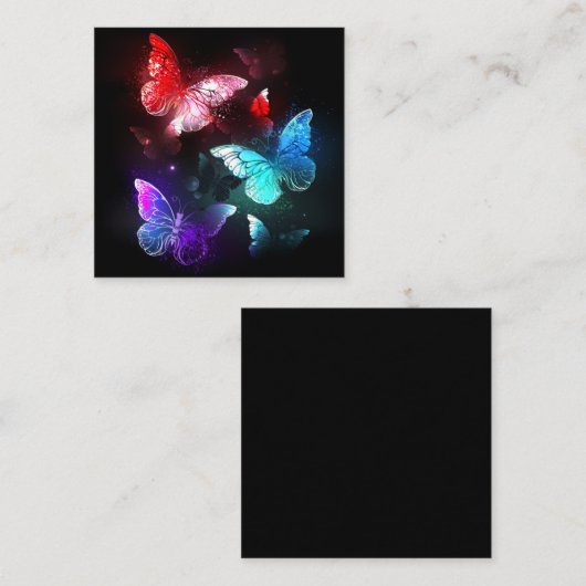 Drie golvende Butterflies op nachtachtergrond Contactkaartje (Voorkant / Achterkant)