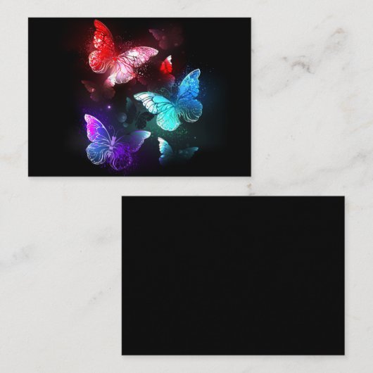 Drie golvende Butterflies op nachtachtergrond Contactkaartje (Voorkant / Achterkant)