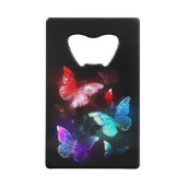 Drie golvende Butterflies op nachtachtergrond Creditkaart Flessenopener (Voorkant)