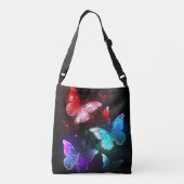 Drie golvende Butterflies op nachtachtergrond Crossbody Tas (Achterkant)