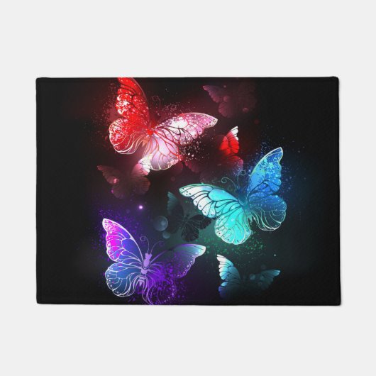 Drie golvende Butterflies op nachtachtergrond Deurmat (Voorkant)