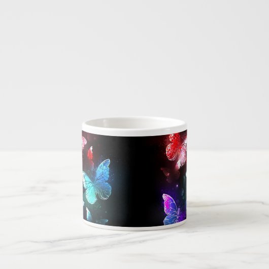 Drie golvende Butterflies op nachtachtergrond Espresso Kop (Voorkant)