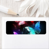 Drie golvende Butterflies op nachtachtergrond Etiket (Insitu)