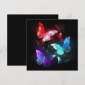 Drie golvende Butterflies op nachtachtergrond Feestdagenkaart (Voorkant / Achterkant)