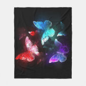Drie golvende Butterflies op nachtachtergrond Fleece Deken (Voorkant)