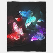 Drie golvende Butterflies op nachtachtergrond Fleece Deken (Voorkant)