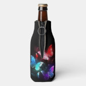 Drie golvende Butterflies op nachtachtergrond Flesjeskoeler (Fles Achterkant)