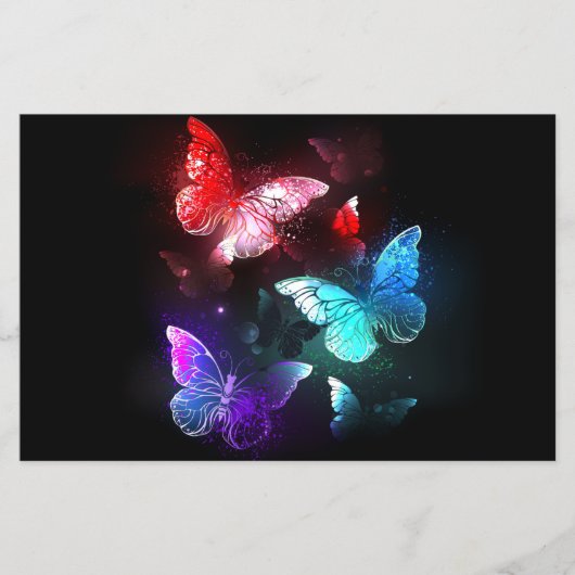 Drie golvende Butterflies op nachtachtergrond Flyer (Voorkant)