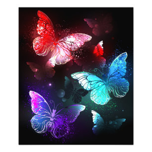 Drie golvende Butterflies op nachtachtergrond Foto Afdruk