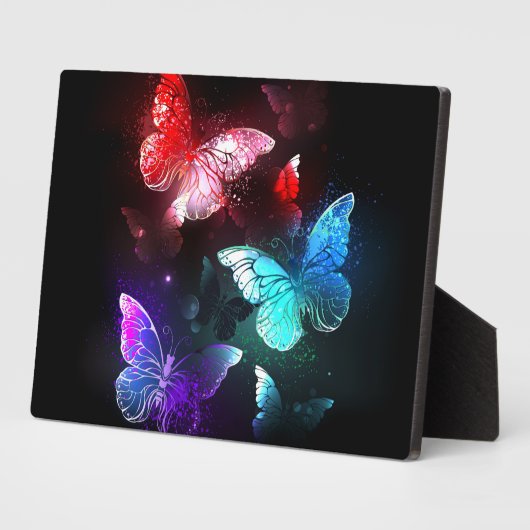 Drie golvende Butterflies op nachtachtergrond Fotoplaat (Zijkant)