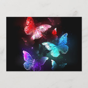 Drie golvende Butterflies op nachtachtergrond Informatiekaartje