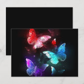 Drie golvende Butterflies op nachtachtergrond Informatiekaartje (Voorkant / Achterkant)