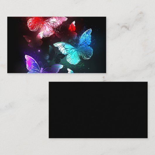 Drie golvende Butterflies op nachtachtergrond Informatiekaartje (Voorkant / Achterkant)