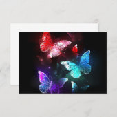 Drie golvende Butterflies op nachtachtergrond Informatiekaartje (Voorkant / Achterkant)