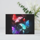 Drie golvende Butterflies op nachtachtergrond Informatiekaartje (Staand voorkant)