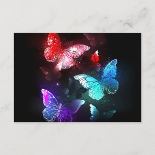 Drie golvende Butterflies op nachtachtergrond Informatiekaartje