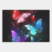 Drie golvende Butterflies op nachtachtergrond Inpakpapier Vel (Voorkant 2)