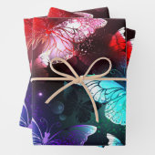 Drie golvende Butterflies op nachtachtergrond Inpakpapier Vel (In situ)