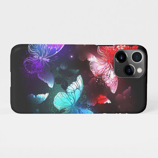 Drie golvende Butterflies op nachtachtergrond iPhone Hoesje (Achterkant horizontaal)