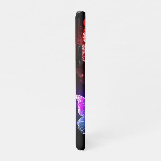 Drie golvende Butterflies op nachtachtergrond iPhone Hoesje (Rechterkant)