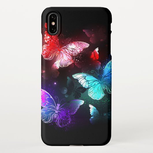 Drie golvende Butterflies op nachtachtergrond iPhone Hoesje (Achterkant)