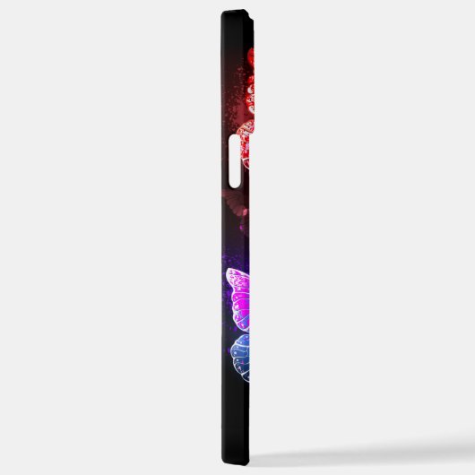 Drie golvende Butterflies op nachtachtergrond iPhone Hoesje (Rechterkant)