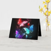 Drie golvende Butterflies op nachtachtergrond Kaart (Gele Bloem)