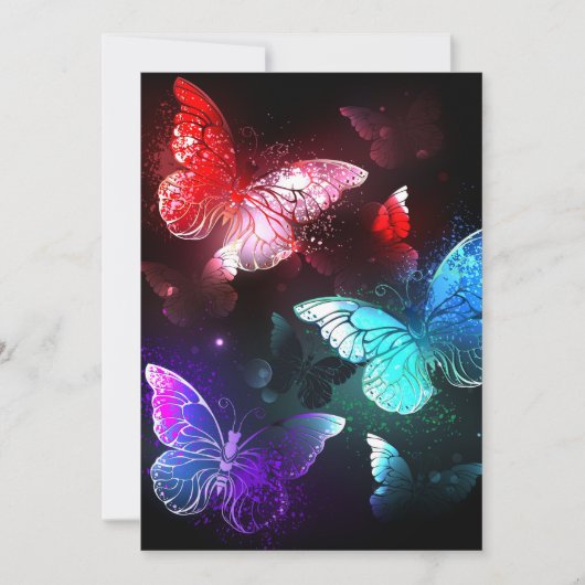 Drie golvende Butterflies op nachtachtergrond Kaart (Voorkant)