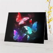 Drie golvende Butterflies op nachtachtergrond Kaart (Gele Bloem)