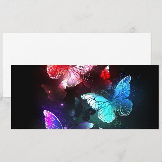 Drie golvende Butterflies op nachtachtergrond Kaart (Voorkant / Achterkant)