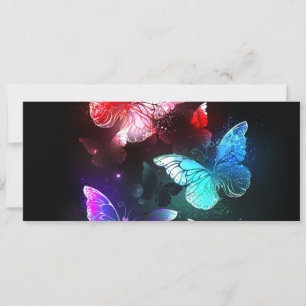 Drie golvende Butterflies op nachtachtergrond Kaart