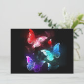 Drie golvende Butterflies op nachtachtergrond Kaart (Staand voorkant)