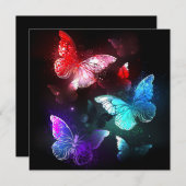 Drie golvende Butterflies op nachtachtergrond Kaart (Voorkant / Achterkant)