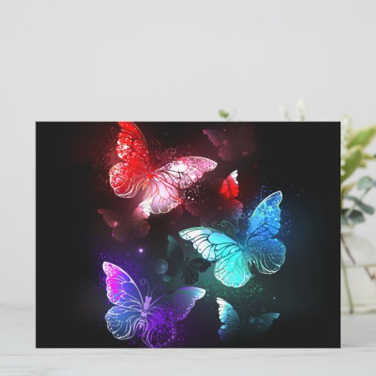 Drie golvende Butterflies op nachtachtergrond Kaart (Staand voorkant)