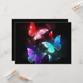 Drie golvende Butterflies op nachtachtergrond Kaart (Voorkant / Achterkant in situ)