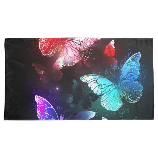 Drie golvende Butterflies op nachtachtergrond Kussensloop (Voorkant-Rechts)