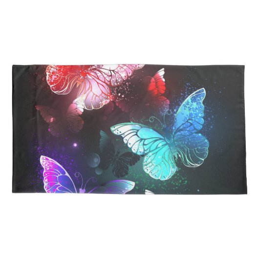 Drie golvende Butterflies op nachtachtergrond Kussensloop (Achterkant-Links)
