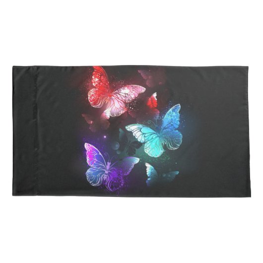 Drie golvende Butterflies op nachtachtergrond Kussensloop (Achterkant)