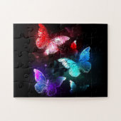 Drie golvende Butterflies op nachtachtergrond Legpuzzel (Horizontaal)