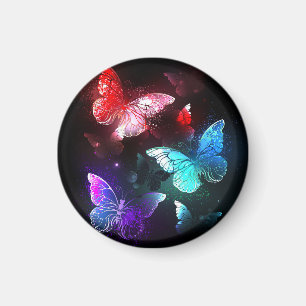 Drie golvende Butterflies op nachtachtergrond Magneet
