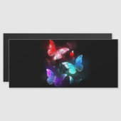 Drie golvende Butterflies op nachtachtergrond Magnetische Uitnodiging (Voorkant / Achterkant)