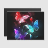 Drie golvende Butterflies op nachtachtergrond Magnetische Uitnodiging (Voorkant / Achterkant)