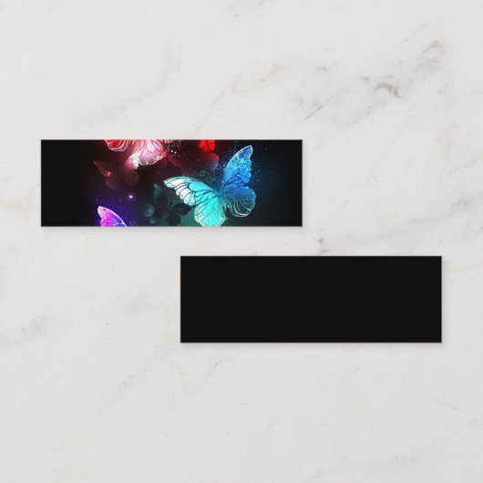 Drie golvende Butterflies op nachtachtergrond Mini Visitekaartje (Voorkant / Achterkant)