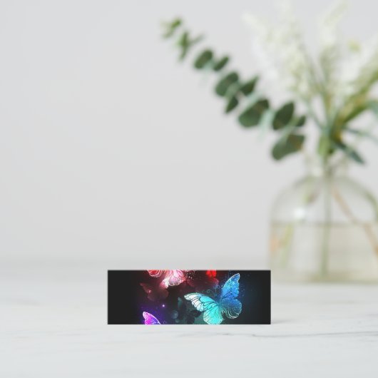 Drie golvende Butterflies op nachtachtergrond Mini Visitekaartje