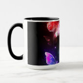 Drie golvende Butterflies op nachtachtergrond Mok (Links)