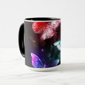 Drie golvende Butterflies op nachtachtergrond Mok (Voorkant links)