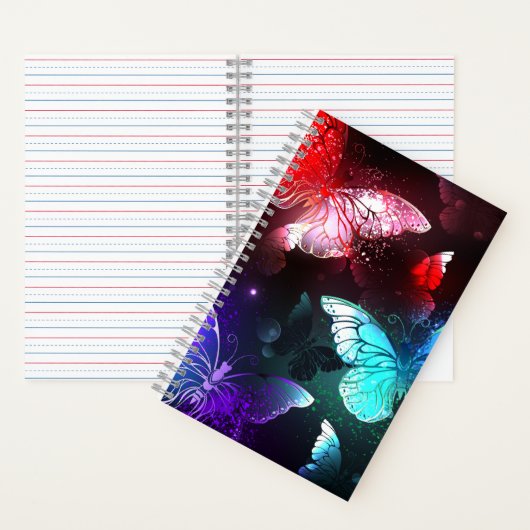 Drie golvende Butterflies op nachtachtergrond Notitieboek (Binnen)