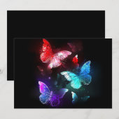 Drie golvende Butterflies op nachtachtergrond Notitiekaartje (Voorkant / Achterkant)